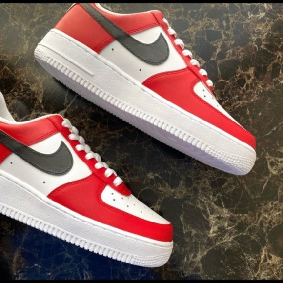 Nike Air Force 1 Black Red Custom OFFERS R OK - Picture 3 of 6